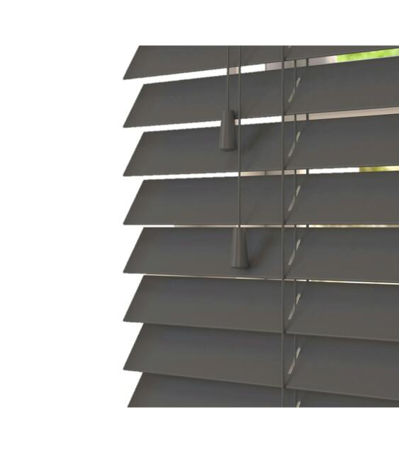 Rackhams Slate Smooth Finish Faux Wood Venetian Blinds with Strings (130cm drop) - 240cm - image 1