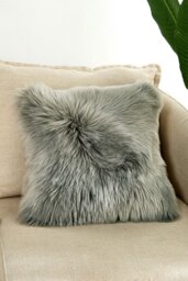 Rackhams 50*50cm Fluffy Faux Wool Grey Cushion Cover - Grey