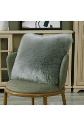 Rackhams 50*50cm Fluffy Faux Wool Grey Cushion Cover - Grey - thumbnail 2