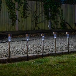Rackhams 36cm 10 White LED Stainless Steel Solar Garden Path Lights