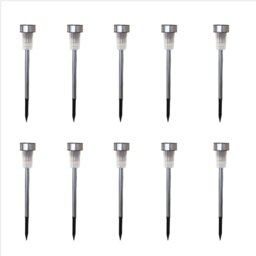 Rackhams 36cm 10 White LED Stainless Steel Solar Garden Path Lights - thumbnail 3