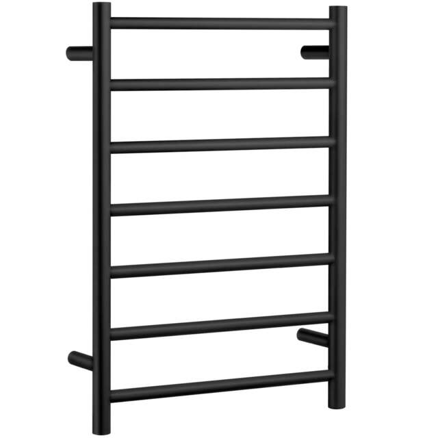 Rackhams Matt Black Stainless Steel Electric Heated Towel Warmer (W)500mm x (H)689mm Wall Mounted Kitchen Bathroom Clothes Hanger - image 1