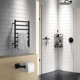 Rackhams Matt Black Stainless Steel Electric Heated Towel Warmer (W)500mm x (H)689mm Wall Mounted Kitchen Bathroom Clothes Hanger - thumbnail 2
