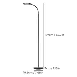 Rackhams LED Floor Lamp Dimmable Standing Reading Light Remote Control Black 12W - thumbnail 3