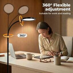 Rackhams LED Floor Lamp Dimmable Standing Reading Light Remote Control Black 12W - thumbnail 5