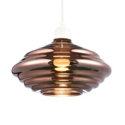 Rackhams Modern Ribbed Honeycomb Glass Pendant Light Shade in Copper Plated 26cm Diameter