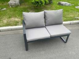 Rackhams Aluminum Outdoor Garden Furniture Corner Sofa Adjustable Rising Lifting Table Sets Dark Grey Black Tempered Glass 8 Seater - thumbnail 2