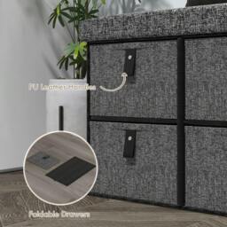 Rackhams Six-Drawer Shoe Storage Bench, with Padded Top Seat - Dark Grey - thumbnail 6