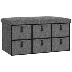 Rackhams Six-Drawer Shoe Storage Bench, with Padded Top Seat - Dark Grey - thumbnail 1