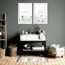 Rackhams Bathroom Decor Small - Set of 2 wall art prints - A2 16.54 x 23.39 in / 42 x 59.4 cm - Satin Photo paper 280 gsm - White Frame - thumbnail 2