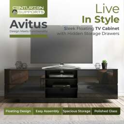 "Rackhams AVITUS High Gloss Black with 4-Black Drawers for 32""-65"" LED/OLED/LCD TV Cabinet - FULLY ASSEMBLED" - thumbnail 6