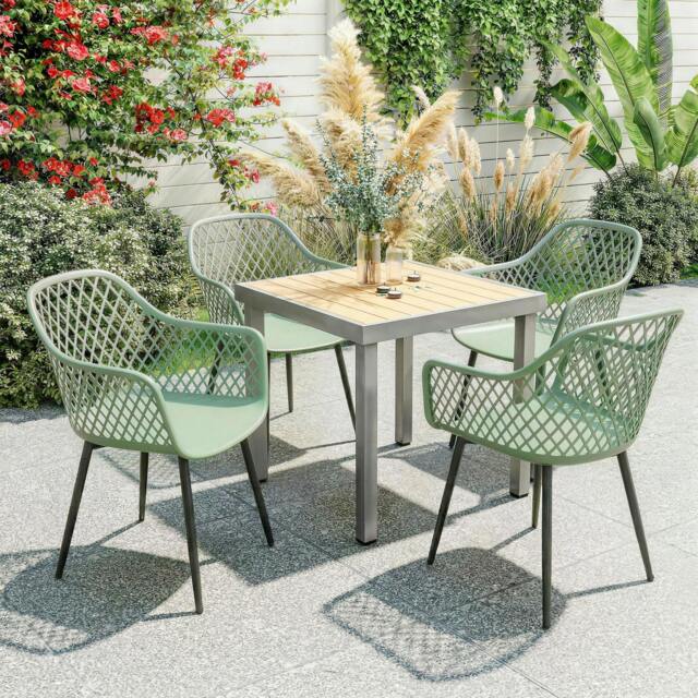 Rackhams Garden Chairs Set of 4, Garden Dining Chairs with Armrests - Green - Garden Dining Chairs - Set of 4 - image 1