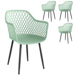Rackhams Garden Chairs Set of 4, Garden Dining Chairs with Armrests - Green - Garden Dining Chairs - Set of 4 - thumbnail 2