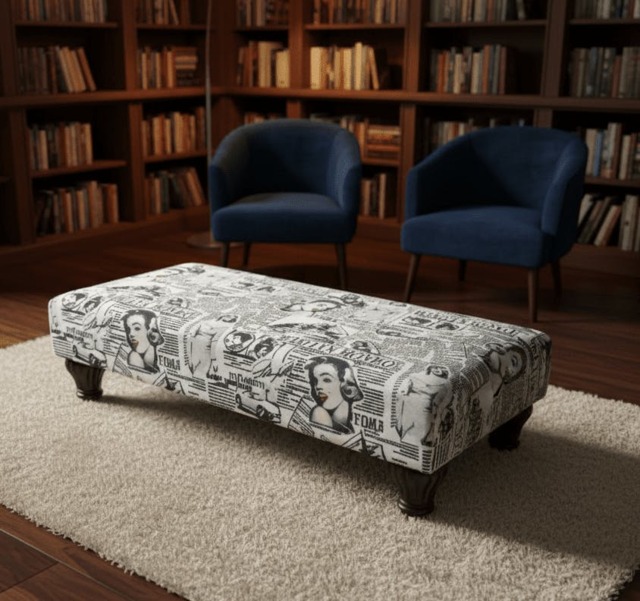 Rackhams Premium Monroe Footstool Pouffe Ottoman – UK Handcrafted Non-Storage Bench & Versatile Living Room Furniture - 43 x 43 Inches (110 x 110cm) - image 1