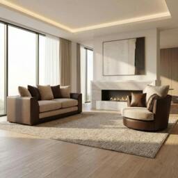 Rackhams Cheswick Living Room Furniture Range - Chenille Brown / Beige - Swivel Chair - thumbnail 6