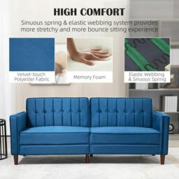 Rackhams Velvet-Feel Three-Seater Sofa Bed - Blue - thumbnail 6