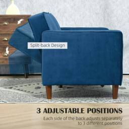 Rackhams Velvet-Feel Three-Seater Sofa Bed - Blue - thumbnail 5