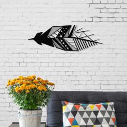 Rackhams Modern Metal Wall Art Feather Home Ornament Decorative Minimalist Design Hanging Wall Sculpture, Black - Metal - Black - thumbnail 2