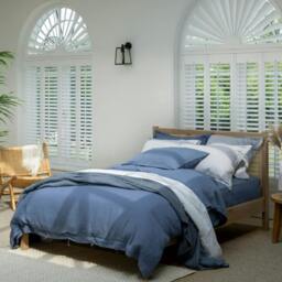 Rackhams Denim Blue French Linen 40cm Deep Fitted Sheets - Double - Deep - thumbnail 5