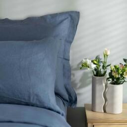 Rackhams Denim Blue French Linen 40cm Deep Fitted Sheets - Double - Deep - thumbnail 6