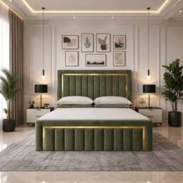 Rackhams New Gold Strip Ottoman Bed Frame - Double - Solid Wood - Pink - thumbnail 5