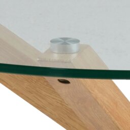 Rackhams Heaven Round Coffee Table with Smoked Glass Top and Oak Legs - 1 - Natural - Brown - thumbnail 4