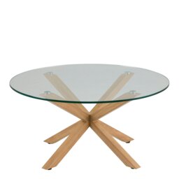 Rackhams Heaven Round Coffee Table with Smoked Glass Top and Oak Legs - 1 - Natural - Brown - thumbnail 2