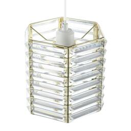 Rackhams Modern Hexagonal Polished Gold Pendant Shade with Clear Acrylic Rods - thumbnail 3