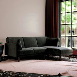 Rackhams Clair sectional Sofa Bed in black velvet - Black - thumbnail 5