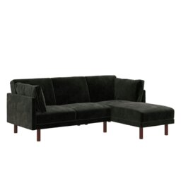Rackhams Clair sectional Sofa Bed in black velvet - Black - thumbnail 2
