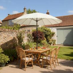 Rackhams 2m Shanghai Garden Parasol Umbrella, Outdoor Sun Shade - Turquoise - thumbnail 2