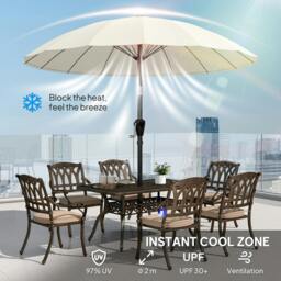 Rackhams 2m Shanghai Garden Parasol Umbrella, Outdoor Sun Shade - Turquoise - thumbnail 5