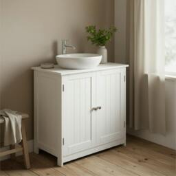 Rackhams Neha Under Sink Bathroom Vanity Storage Unit With 2 Tier Interior White - thumbnail 1