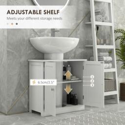 Rackhams Neha Under Sink Bathroom Vanity Storage Unit With 2 Tier Interior White - thumbnail 6