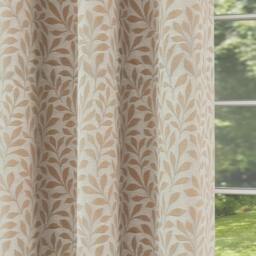 "Rackhams Natural 100% Blackout Jacquard Leaf Curtains - Thermal/Energy Saving Pair with Eyelets For Living Room & Bedrooms - 46"" (117cm) Width x 72"" (183cm) Drop" - thumbnail 3