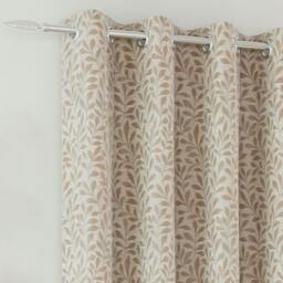 "Rackhams Natural 100% Blackout Jacquard Leaf Curtains - Thermal/Energy Saving Pair with Eyelets For Living Room & Bedrooms - 46"" (117cm) Width x 72"" (183cm) Drop" - thumbnail 2
