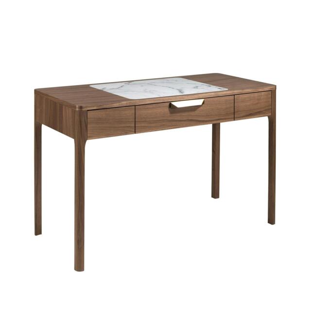 Rackhams Walnut Dressing Table With White and Glossy Grey Marble-look Glass Top 7043 - image 1