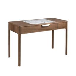 Rackhams Walnut Dressing Table With White and Glossy Grey Marble-look Glass Top 7043 - thumbnail 1