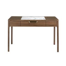 Rackhams Walnut Dressing Table With White and Glossy Grey Marble-look Glass Top 7043 - thumbnail 2