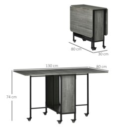 Rackhams Mobile Drop Leaf Dining Table on Wheels with Storage Shelf - Grey - thumbnail 4
