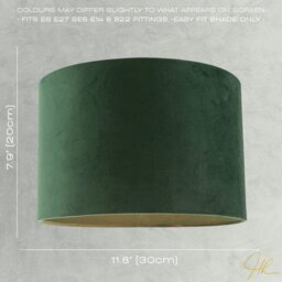 Rackhams Soft Velvet Forest Green Fabric Round Lamp Shade for Table or Pendant - thumbnail 6