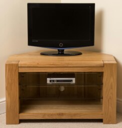 Rackhams Kuba Solid Oak Corner TV Unit with Storage - 1 - Brown - thumbnail 2