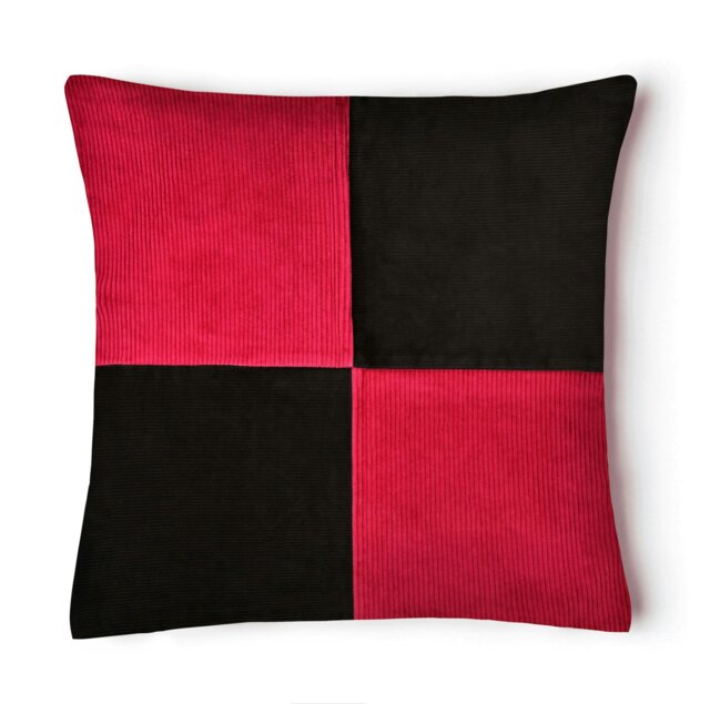 Rackhams Corduroy Cushion - 56cm x 56cm - Red / Black
