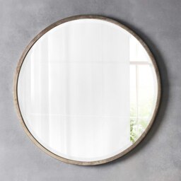 Rackhams Higgins Large Metal Round Wall Mirror Antique Champagne - 100cm - Silver