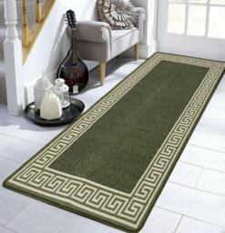 Rackhams Greekey Gel Mat - Green Cream - 40cm x 60cm (1.3ft x 1.95ft) - thumbnail 2