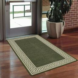 Rackhams Greekey Gel Mat - Green Cream - 40cm x 60cm (1.3ft x 1.95ft) - thumbnail 1