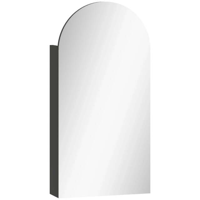 Rackhams Arched Bathroom Mirror Cabinet with Adjustable Glass Shelves - Black
