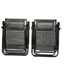 Rackhams Pack of 2 Multi Position Garden Gravity Relaxer Chair Sun Loungers with Sun Canopy in Grey - SunLoungers - thumbnail 6