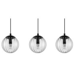 Rackhams Kingston 3 Light Ribbed Glass Pendant Light - Matt Black - Bar - thumbnail 6