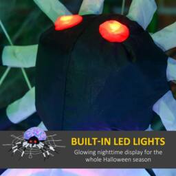 Rackhams 5FT Long Halloween Inflatable Spider, Hanging Giant Spider with Colourful LED Light, Blow-Up Outdoor LED Garden Display for Lawn, Party - thumbnail 4